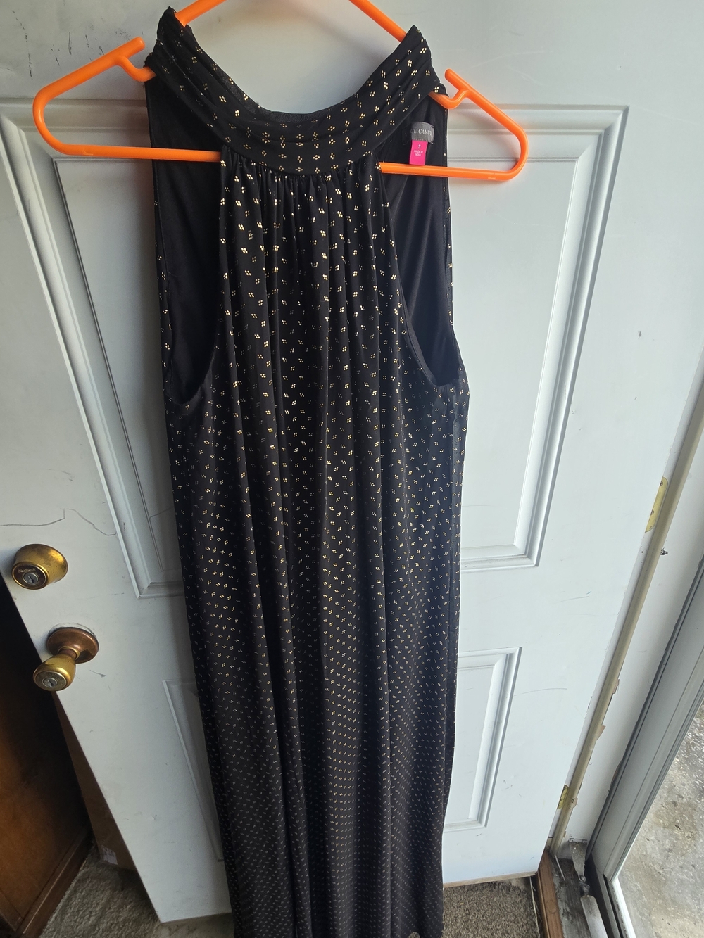 Vince Camuto Black Maxi Dress with Gold Dot Detail